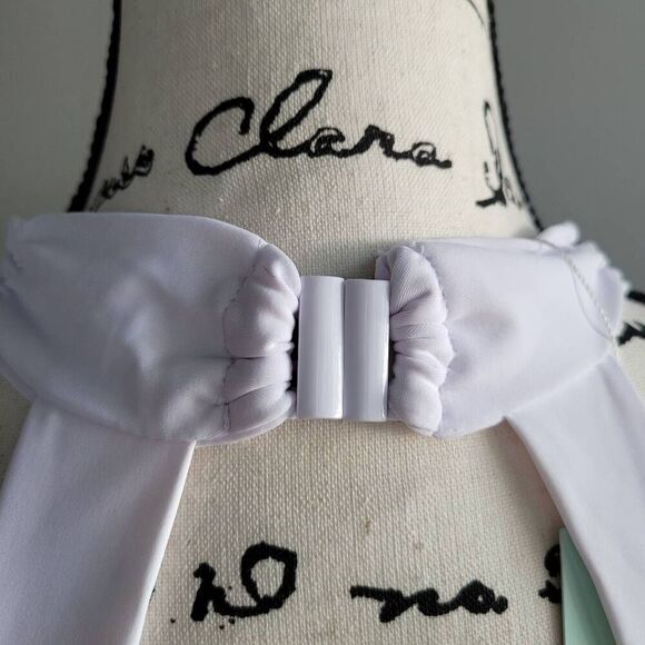 NWT Dressfo 3XL white halter neck swim top bikini open back summer minimalist - Picture 4 of 10